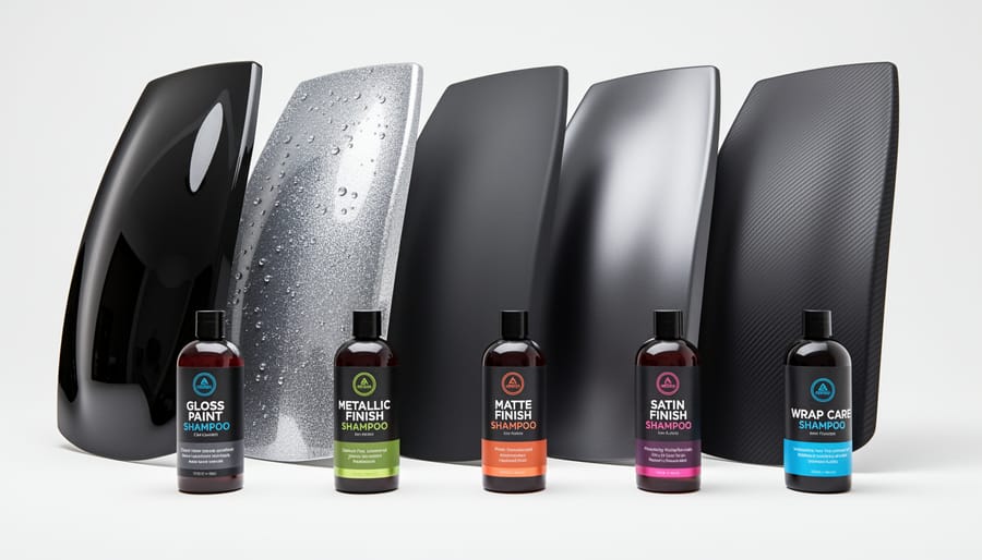 Side-by-side views of a glossy clear coat panel and a matte finish panel after gentle washing